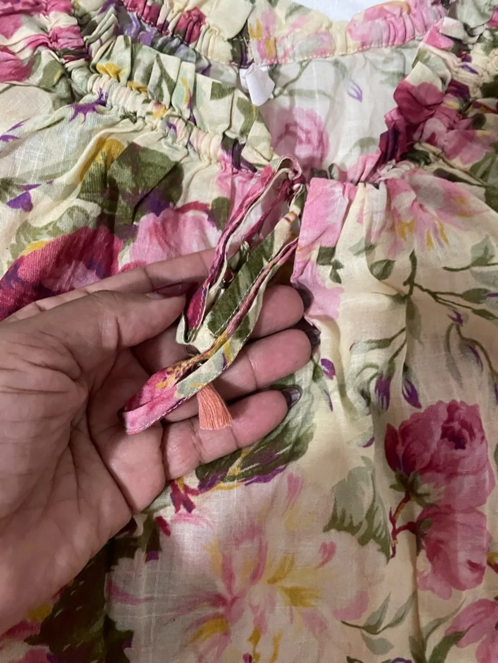 Zimmermann Girls Floral Peasant Blouse - Pink & Cream - Picture 3 of 13